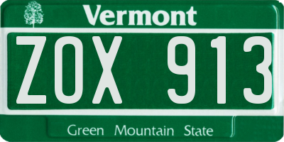 VT license plate ZOX913