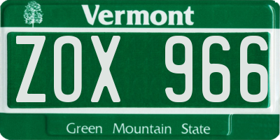 VT license plate ZOX966