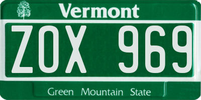VT license plate ZOX969