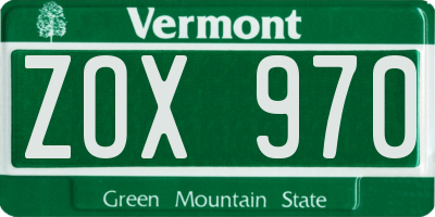 VT license plate ZOX970