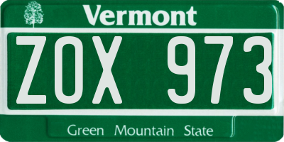 VT license plate ZOX973