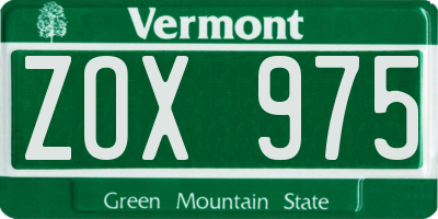 VT license plate ZOX975