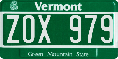 VT license plate ZOX979