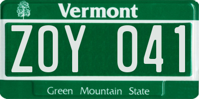 VT license plate ZOY041