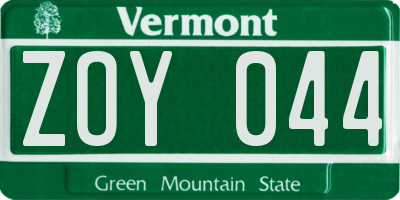 VT license plate ZOY044