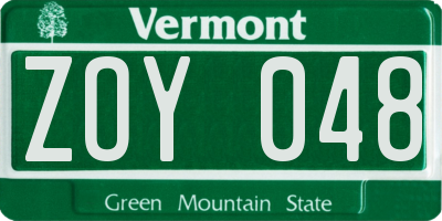 VT license plate ZOY048