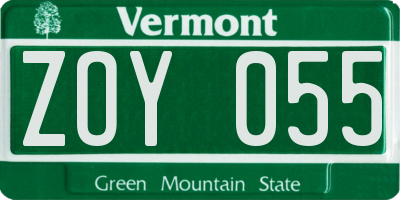 VT license plate ZOY055