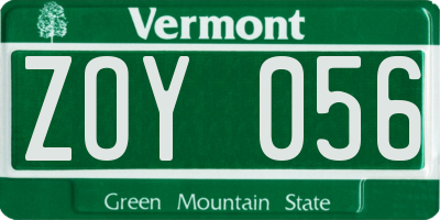 VT license plate ZOY056