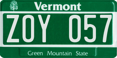 VT license plate ZOY057