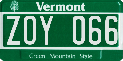 VT license plate ZOY066