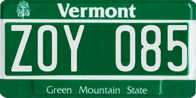 VT license plate ZOY085