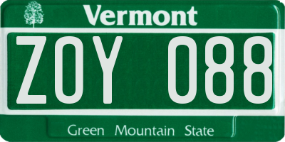 VT license plate ZOY088