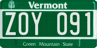 VT license plate ZOY091