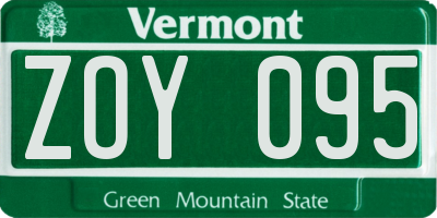 VT license plate ZOY095