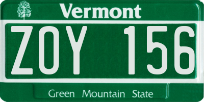 VT license plate ZOY156