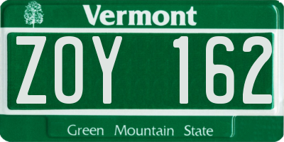 VT license plate ZOY162