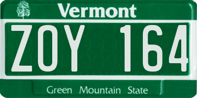 VT license plate ZOY164