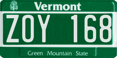 VT license plate ZOY168