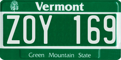VT license plate ZOY169