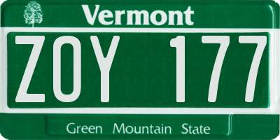 VT license plate ZOY177