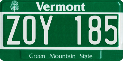 VT license plate ZOY185