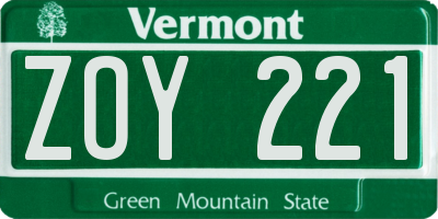 VT license plate ZOY221