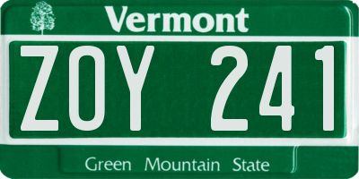 VT license plate ZOY241
