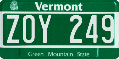 VT license plate ZOY249