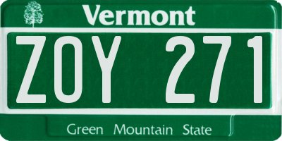 VT license plate ZOY271