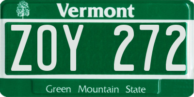 VT license plate ZOY272