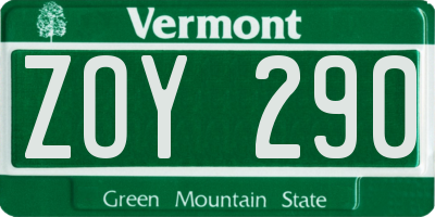 VT license plate ZOY290