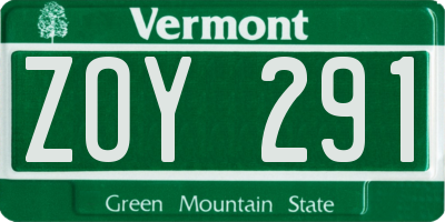 VT license plate ZOY291