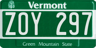 VT license plate ZOY297