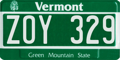 VT license plate ZOY329