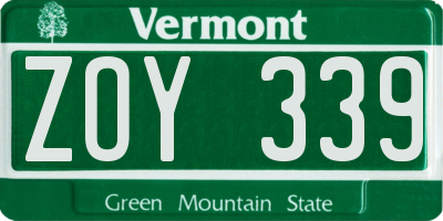 VT license plate ZOY339