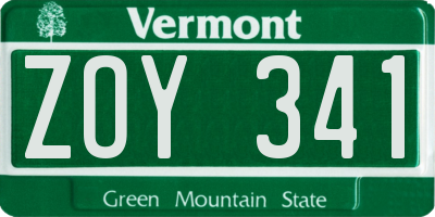 VT license plate ZOY341