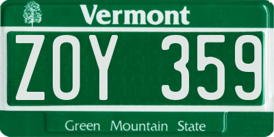VT license plate ZOY359