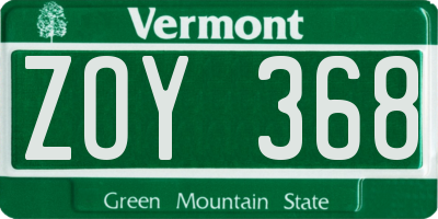 VT license plate ZOY368