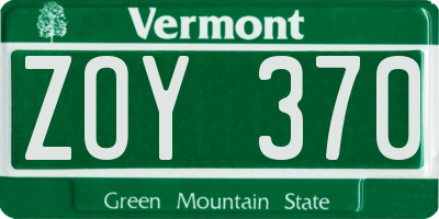 VT license plate ZOY370