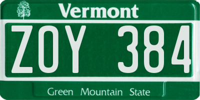 VT license plate ZOY384