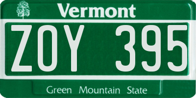 VT license plate ZOY395