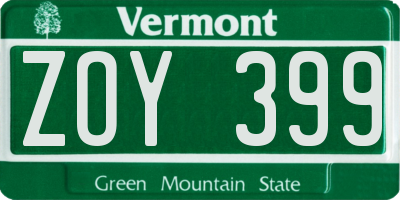 VT license plate ZOY399