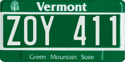 VT license plate ZOY411
