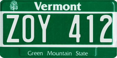 VT license plate ZOY412