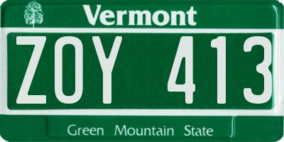 VT license plate ZOY413
