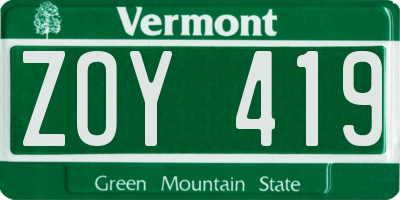 VT license plate ZOY419