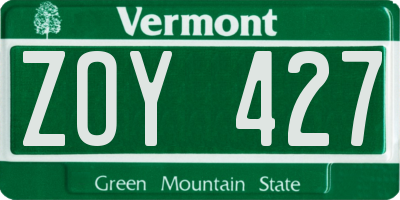 VT license plate ZOY427