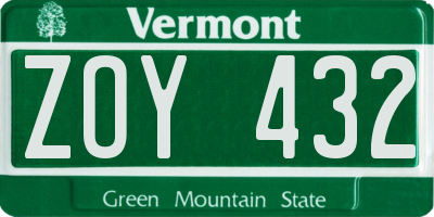 VT license plate ZOY432