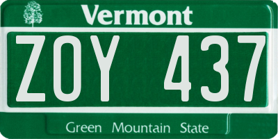 VT license plate ZOY437