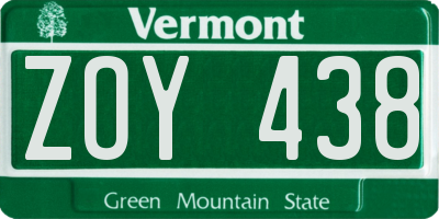 VT license plate ZOY438